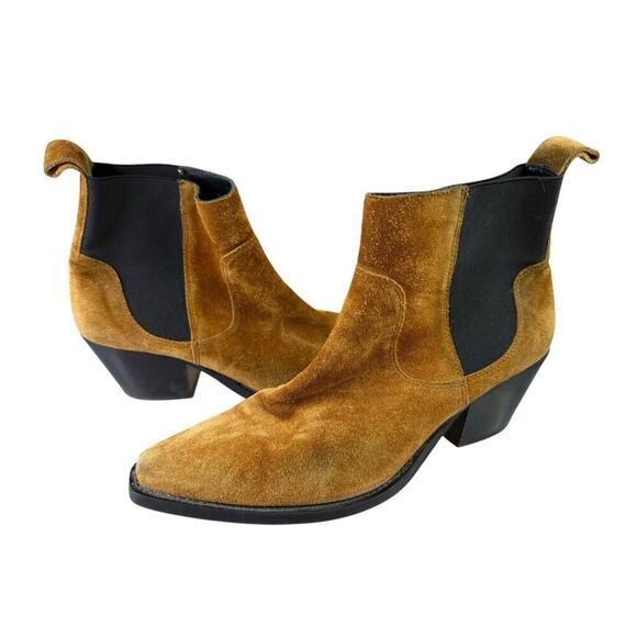 Everlane Western Chelsea Suede Ankle Boots Brown Leather Pull-On US 9 Italy - Picture 3 of 10